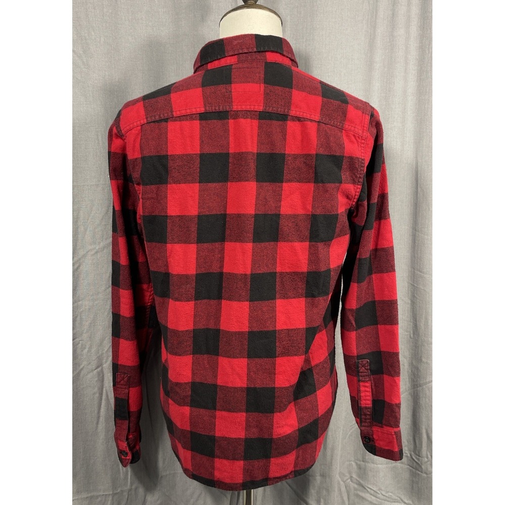 Hollister Red Black Buffalo Check Flannel Shirt Mens Medium Long Sleeve - Picture 3 of 8